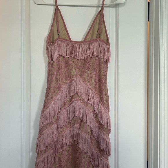 PrettyLittleThing Pink Lace Fringe Mini Dress - Picture 9 of 16